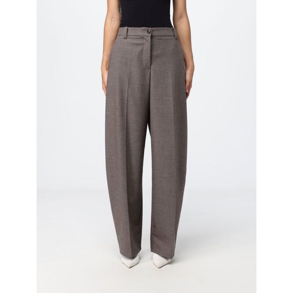 Pinko Women High-Waisted Houndstooth Pinko Wool Blend Wide-Leg Trousers